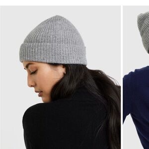 Quince Mongolian Cashmere Ribbed Beanie Heather Gray, Size XS/S (New With Tags)